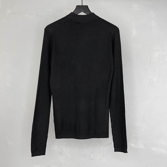 NWT BLK DNM Sweater 84 Extra Fine Merino Wool Rib Knit Mock Neck Sweater Men's L - Picture 4 of 4